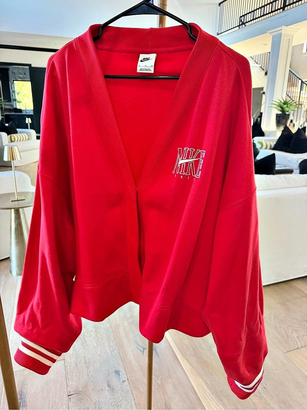 Nike Sportswear Women's Cardigan Red Varsity Jacket XL